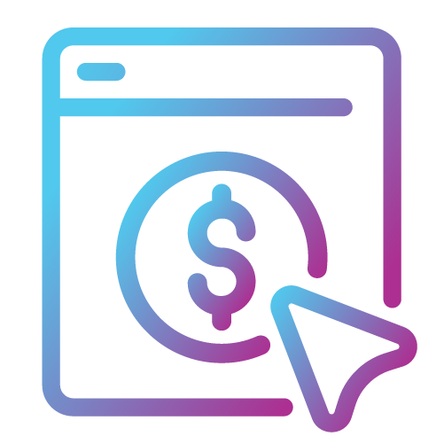 Pay Per Click icon colored in purple-cyan gradient