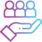 Customer Support and Relationship Building icon colored in purple-cyan gradient