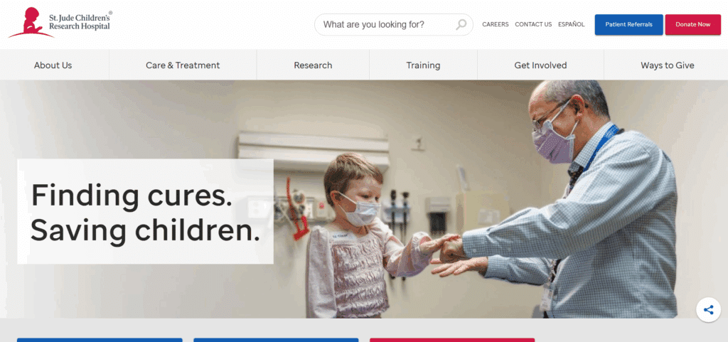 10 best nonprofit websites, St. Jude Children’s Research Hospital