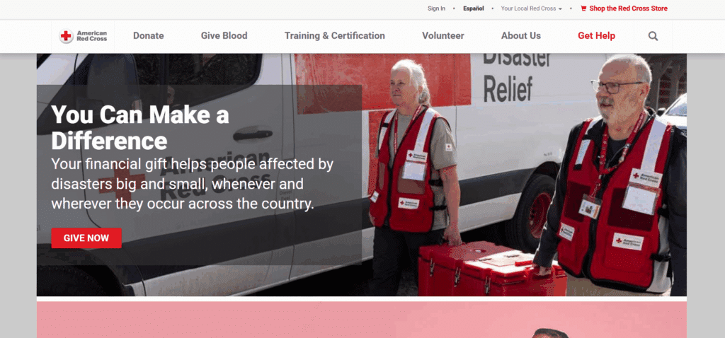10 best nonprofit websites, The American Red Cross