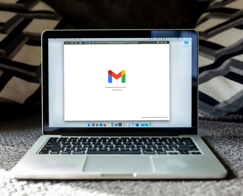 the email app open in a laptop
